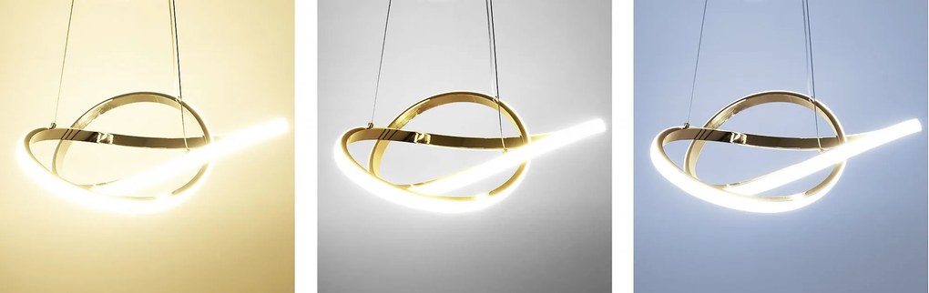 Toolight - Moderné LED kruhové závesné stropné svietidlo + diaľkové ovládanie APP390-CP, zlatá, OSW-06906