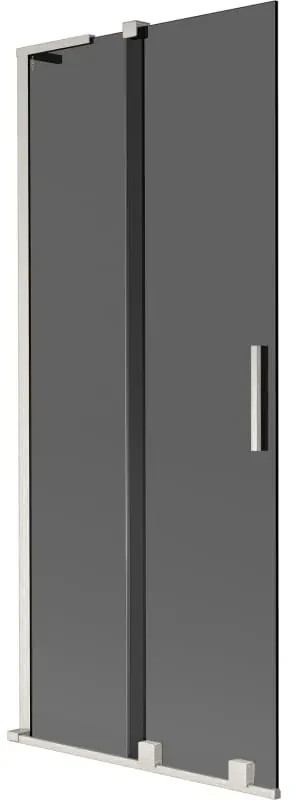Mexen Velar L, 2-krídlová posuvná vaňová zástena 85 x 150 cm, 8mm šedé sklo, brúsená oceľ, 896-085-003-41-97