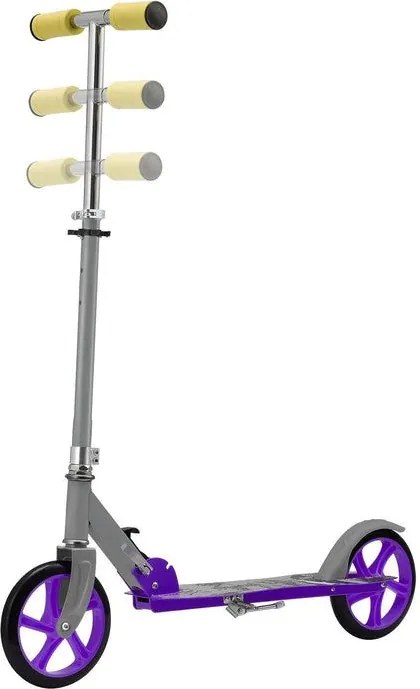 Detský kolobežka s veľkými kolesami a popruhom, sivá