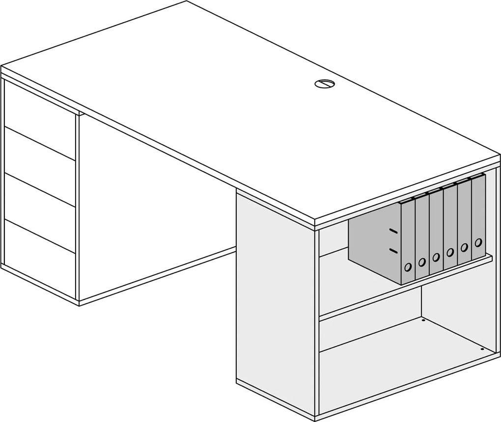 Kancelársky regál BLOCK, 800 x 400 x 710 mm, biela