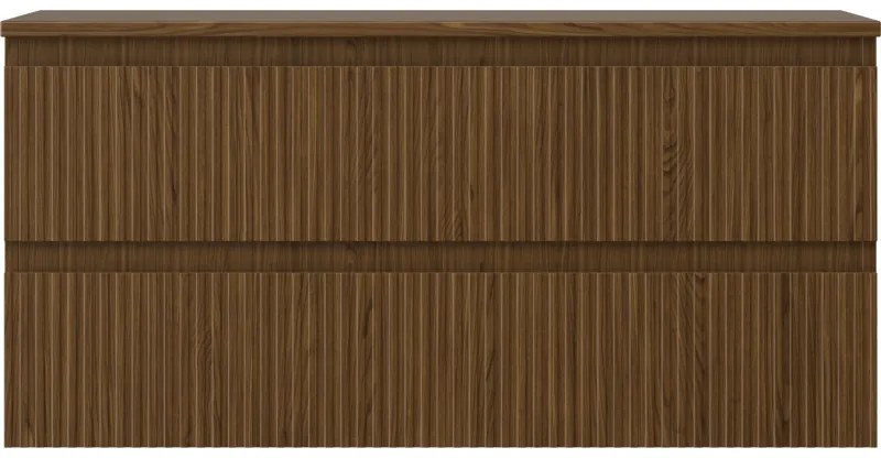 Mexen Rivel, kúpeľňová skrinka 100 cm s hornou časťou, 2 zásuvky, drážkovaná, orech, 91A20-10047-2-BFFC86