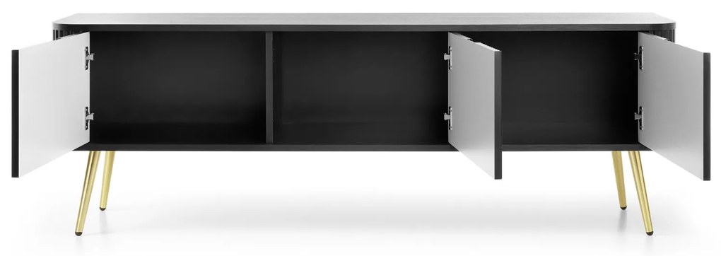 TV STOLIK BELLISSA ČIERNY + ZLATÉ NOŽIČKY 168 cm