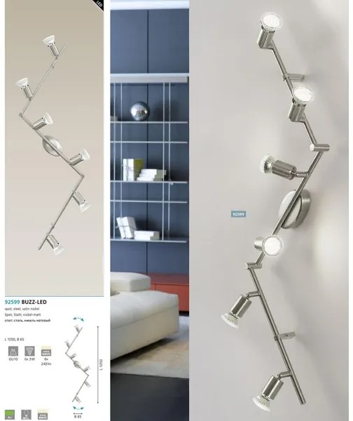 Eglo 92599 - LED bodové svietidlo BUZZ 6xGU10-LED/2,8W/230V