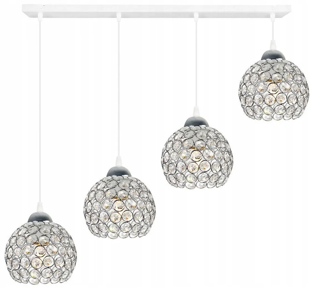 Závesné svietidlo Crystal, 4x strieborné krištáľové tienidlo, (chrómové uchytenie), w