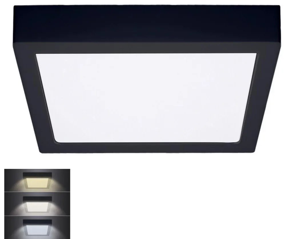 Solight WD175-B- LED Stropné svietidlo LED/24W/230V 3000/4000/6000K čierna hranatý SL1398