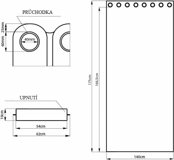 Záves AmeliaHome Blackout s priechodkami 140x175 cm čierny