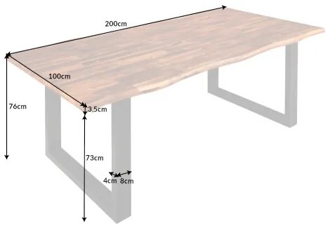 Jedálenský stôl 42044 200x100cm Masív drevo Acacia  - Komfort-nábytok