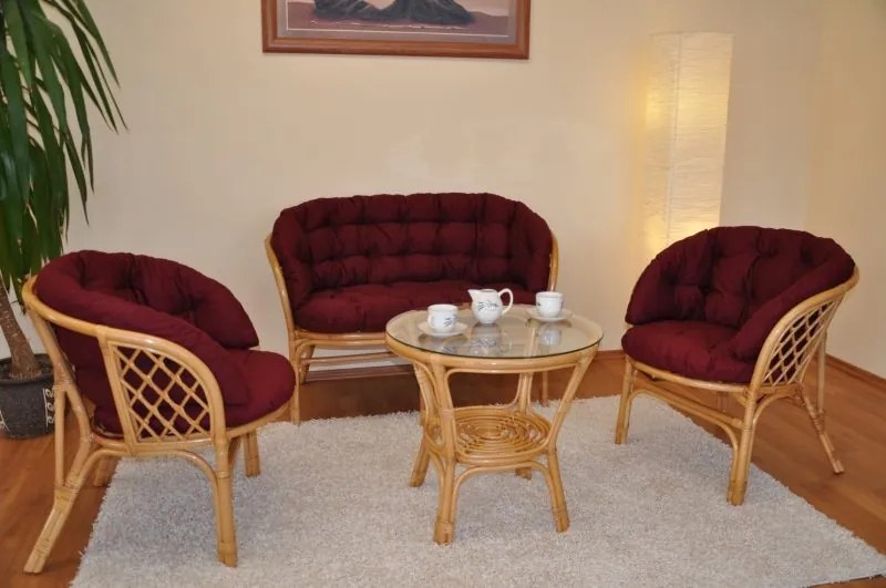 Ratanová sedacia súprava Bahama medová veľká + polstre MAXI - 7 farieb