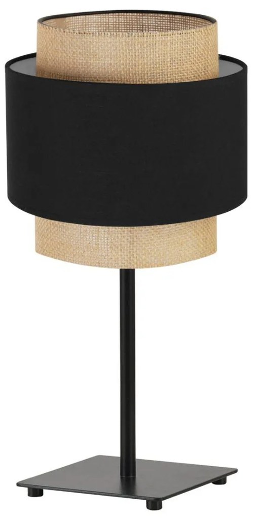 Stolná lampa Boho, 1x jutové/čierne textilné tienidlo
