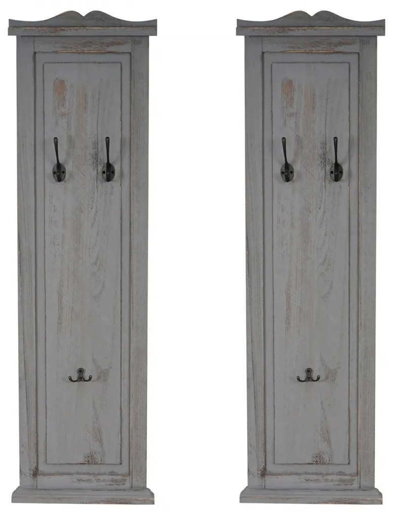 2x vešiaková stena s 3 vešiakmi 33040 - 109x28x3,5 cm, antik sivá