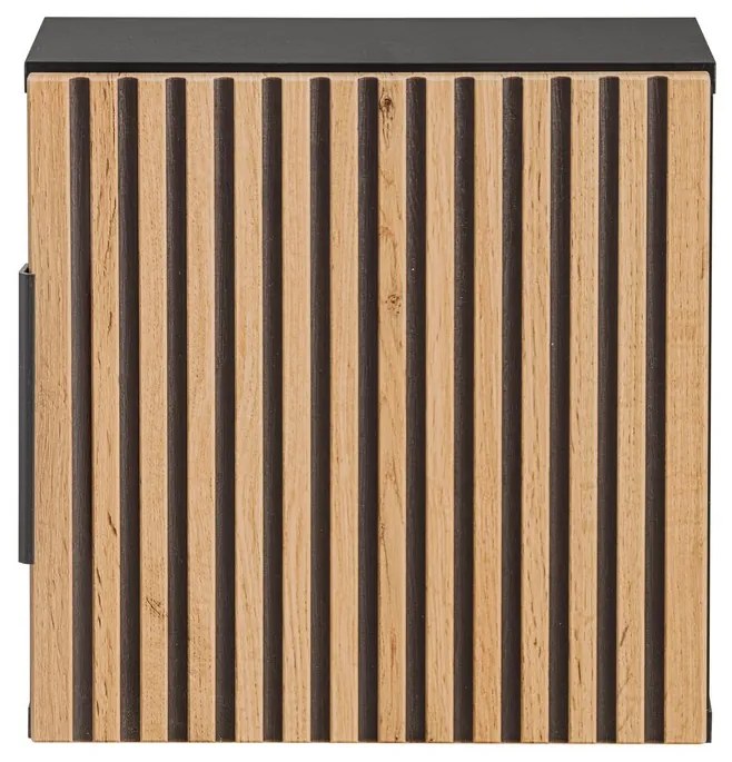 Závesná kúpeľňová skrinka Casad čierna/dub wotan