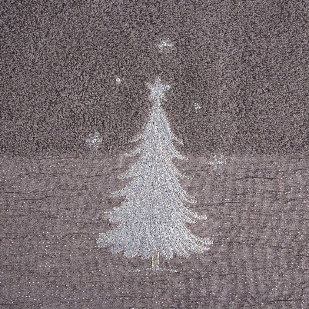 VIANOČNÝ BAVLNENÝ UTERÁK JOY SADA 3KS 70X140 CM TMAVOSIVÁ