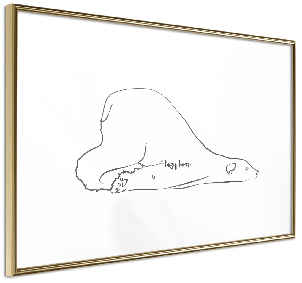 Artgeist Plagát - Lazy Bear [Poster] Veľkosť: 45x30, Verzia: Zlatý rám s passe-partout