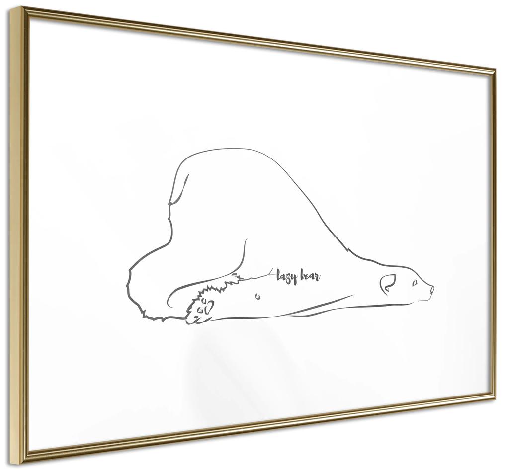 Artgeist Plagát - Lazy Bear [Poster] Veľkosť: 60x40, Verzia: Zlatý rám s passe-partout