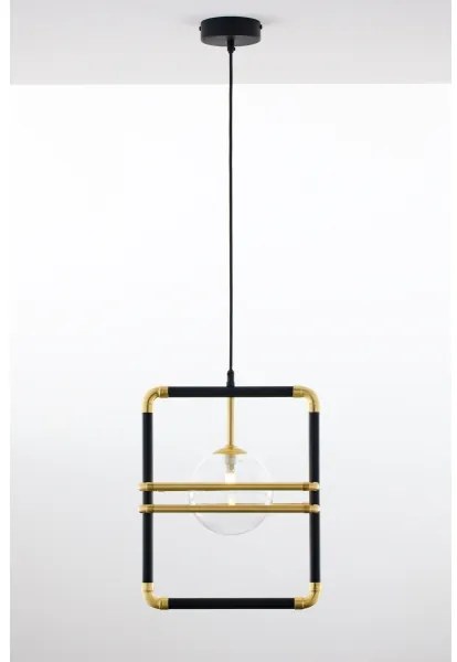 Jupiter 2028 - Luster na lanku FIORI 1xG9/10W/230V čierna/zlatá/číra