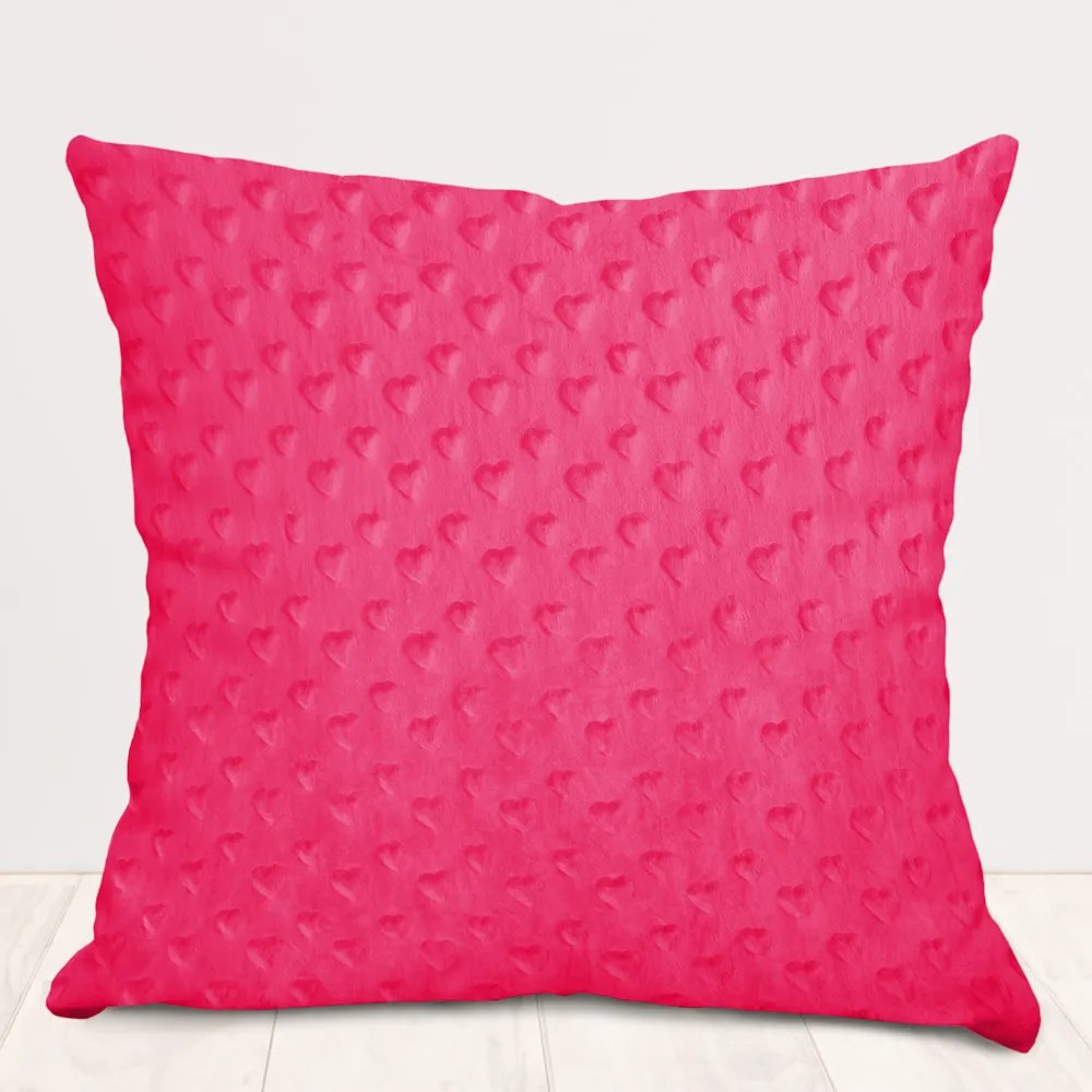 Biante Detská obliečka na vankúš Minky 3D srdiečka MKS-009 Fuchsiová 50 x 70 cm