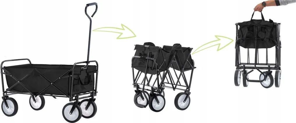 Garden Line ČIERNY SKLADACÍ ZÁHRADNÝ VOZÍK 116 x 54 x 90 cm