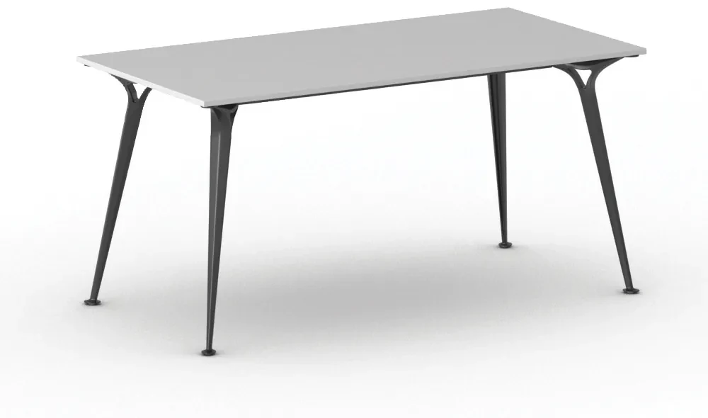 Kancelársky stôl PRIMO ALFA, čierna podnož, 1600 x 800 mm, sivá