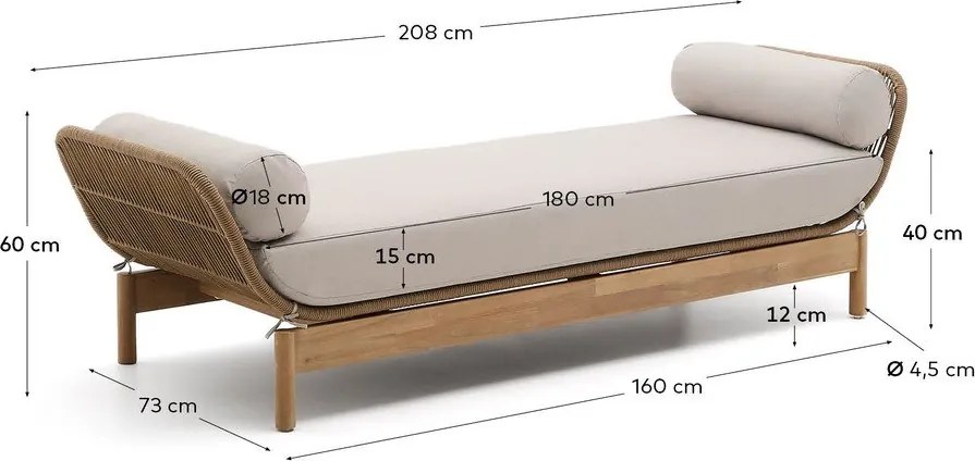 Záhradná pohovka z masívu akácie v prírodnej farbe Catalina – Kave Home