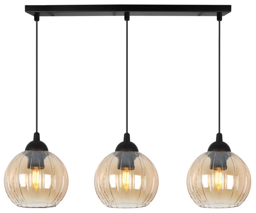 Závesné svietidlo Costa, 3x medové sklenené tienidlo, b