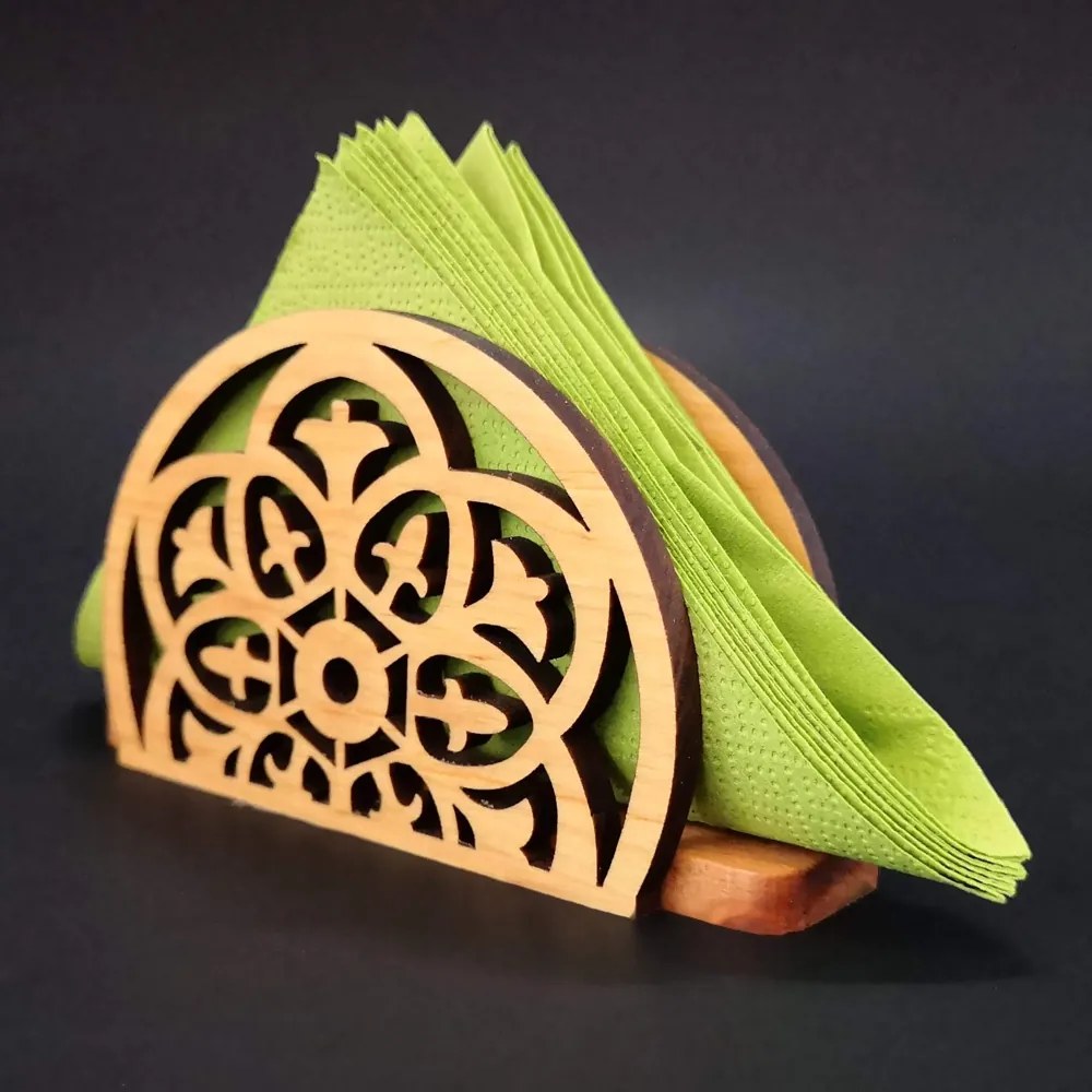AMADEA Drevený stojanček na obrúsky s orientálnym motívom, masívne drevo, 12,5x6,5x3,5 cm