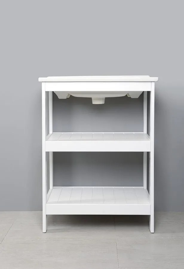 Aqualine Aqualine, ETIDE policová umývadlová skrinka 61,5x85x44 cm, matná biela, ET610