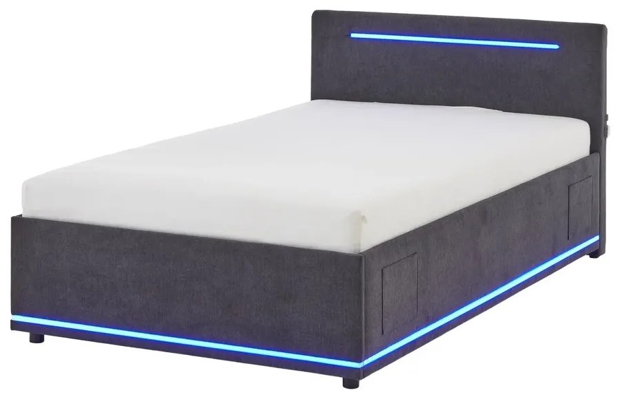 Tmavosivá čalúnená detská posteľ s úložným priestorom s roštom 120x200 cm Circle – Meise Möbel