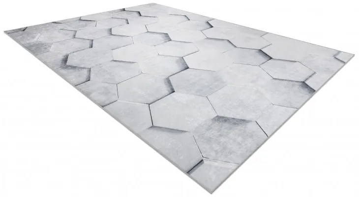 Dywany Łuszczów, Kusový koberec ANDRE Hexagon 3D 1180, 120x170, šedá, chodba / predsieň
