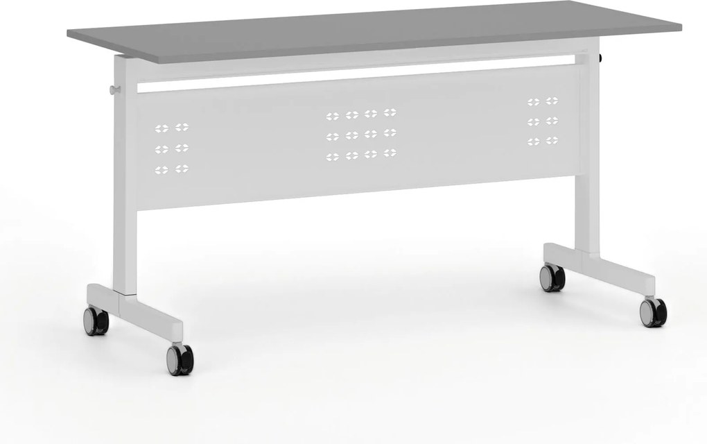 Mobilný stôl PRIMO MOBI, 140x60 cm, biela podnož, grafit