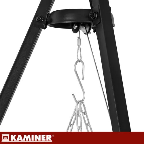 Záhradný gril Kaminer Tripod – trojnožka s nastaviteľným roštom 70 cm