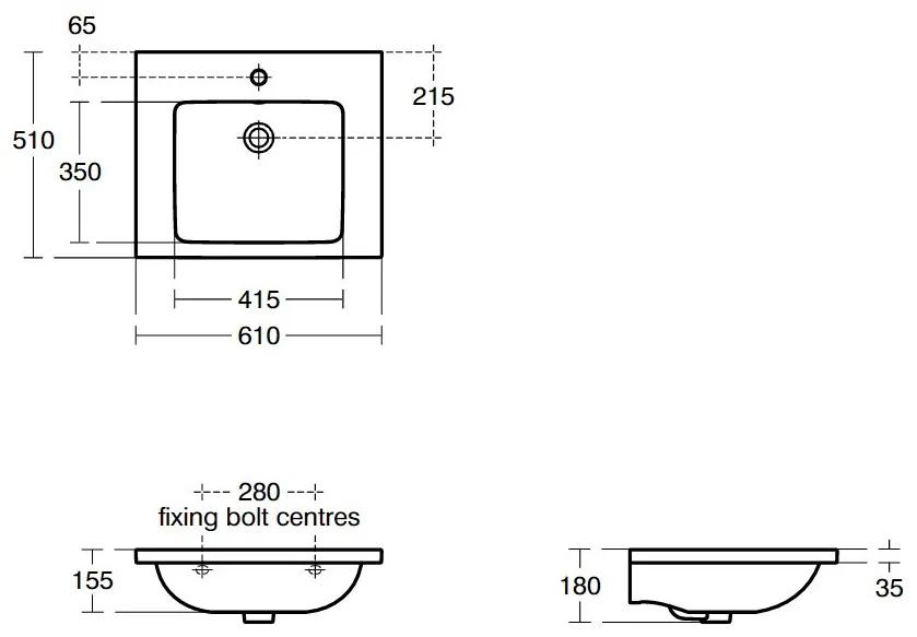 Ideal Standard i.life B - Nábytkové umývadlo 610x510 mm, s prepadom, biela T460501