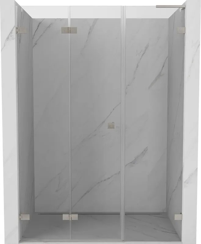 Mexen Lunar-F, L skladacie ľavé sprchové dvere 150 cm, 8mm číre sklo, oceľový profil, 836SL-150-050-97-00-L