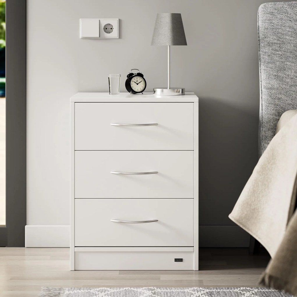 Nočný stolík ELOISE s podsvietením, 54x39x28cm, biela Casaria