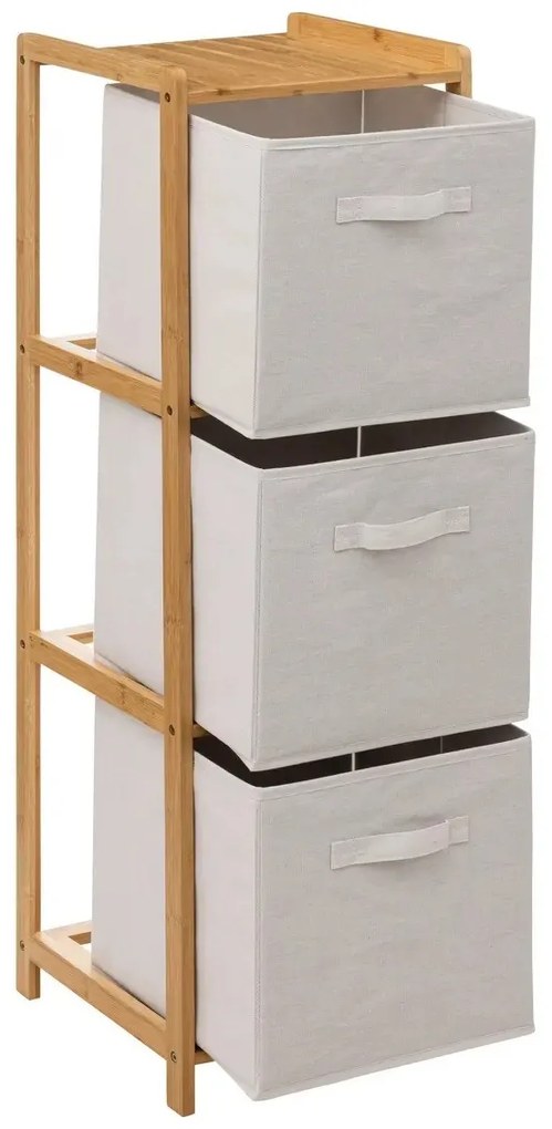 Polička do kúpeľne Tidy Box3, biela/s drevenými prvkami