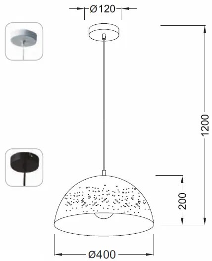 ACA DECOR Závesné svietidlo PLANETARIO max. 60W/E27/230V/IP20, čierne