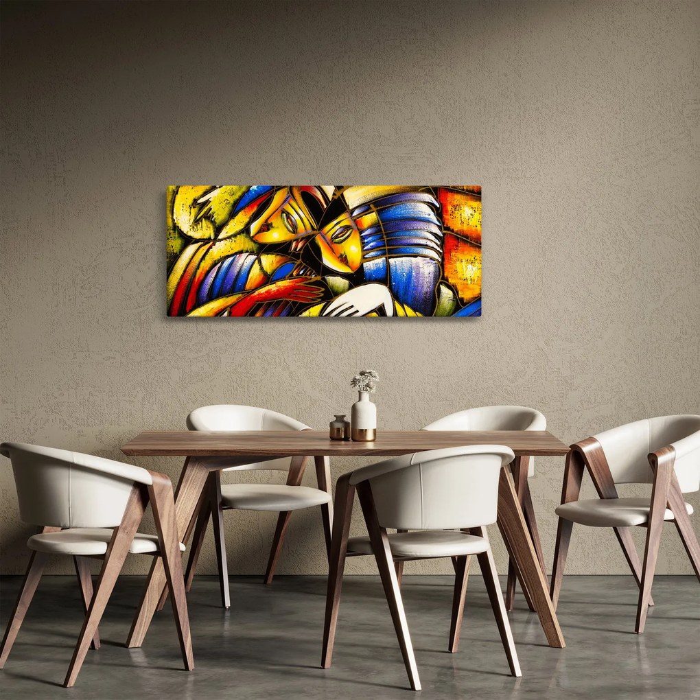 Obraz - Olejomaľba, milenci (120x50 cm)