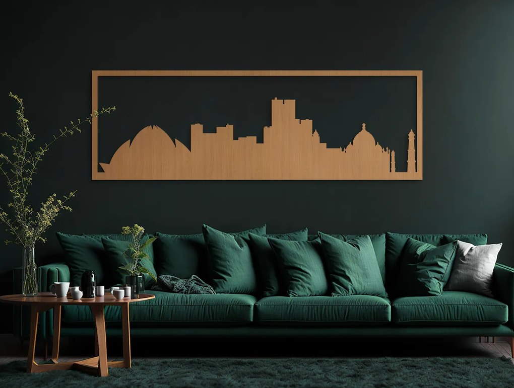 drevko Obraz Dillí panoráma Rozmer obrazu: 29,5 x 89 cm, Farba dekorácie: Čierna