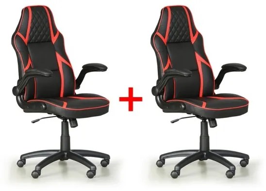 Kancelárska stolička GAME 1+1 ZADARMO, čierna/červená