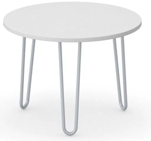Okrúhly konferenčný stôl SPIDER, priemer 60 cm, sivo-strieborná podnož, biela