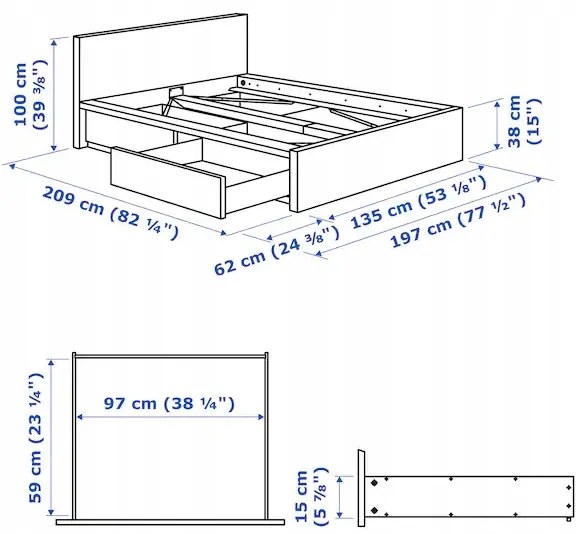 IKEA MALM Rám postele s 2 úložnými priestormi 120 x 200 cm jednolôžkové