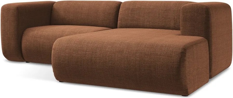 Rohová pohovka v terakotovej farbe (pravý roh/s leňoškou) Ekahi – Makamii