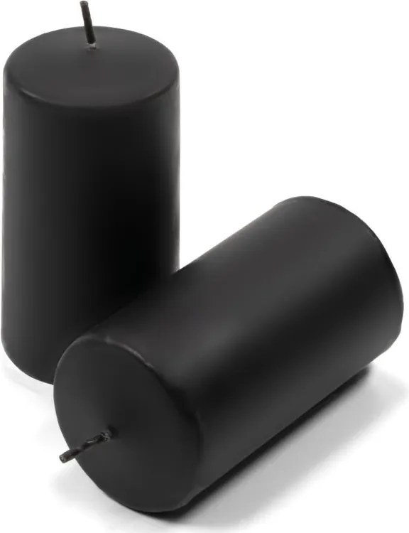 Čierna parafínová sviečka 10 cm, 20 h horenia, sada 16 ks
