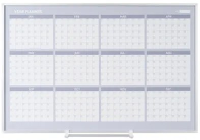 Ročná plánovacia tabuľa na stenu LUX, magnetická, dni, 900 x 600 mm