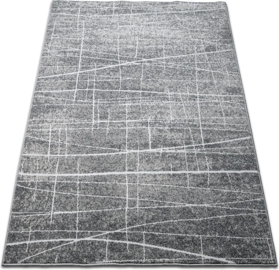 DY Sivý koberec s bielymi linkami Enigma 05 Rozmer: 160x220 cm