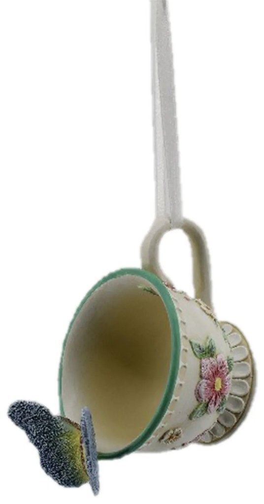 Závesná dekorácia šálka s motýlikom - 9 * 8 * 12 cm