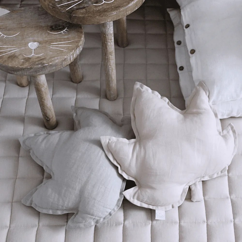 Ľanový vankúš javorový list púdrovo ružová 43x43 cm