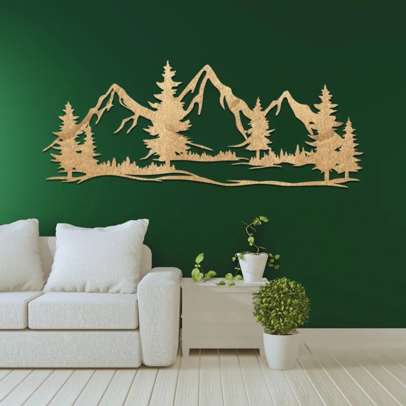 Drevený obraz na stenu mohutné hory a les | SENTOP PR0521