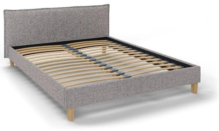Sivá čalúnená dvojlôžková posteľ s roštom 160x200 cm Tina - Ropez