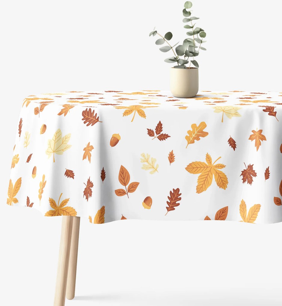 Goldea oválny obrus 100% bavlnené plátno - jesenné listy 120 x 160 cm
