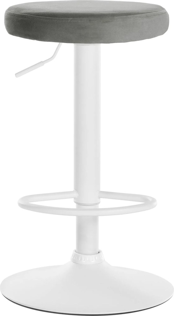 Barová stolička Ponte - zamat, biely rám - Sivá
